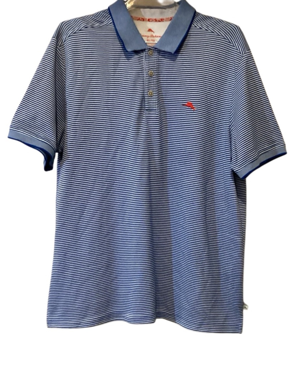 Tommy Bahama Men's Blue & White Striped Pima Blend Polo Shirt Size XL